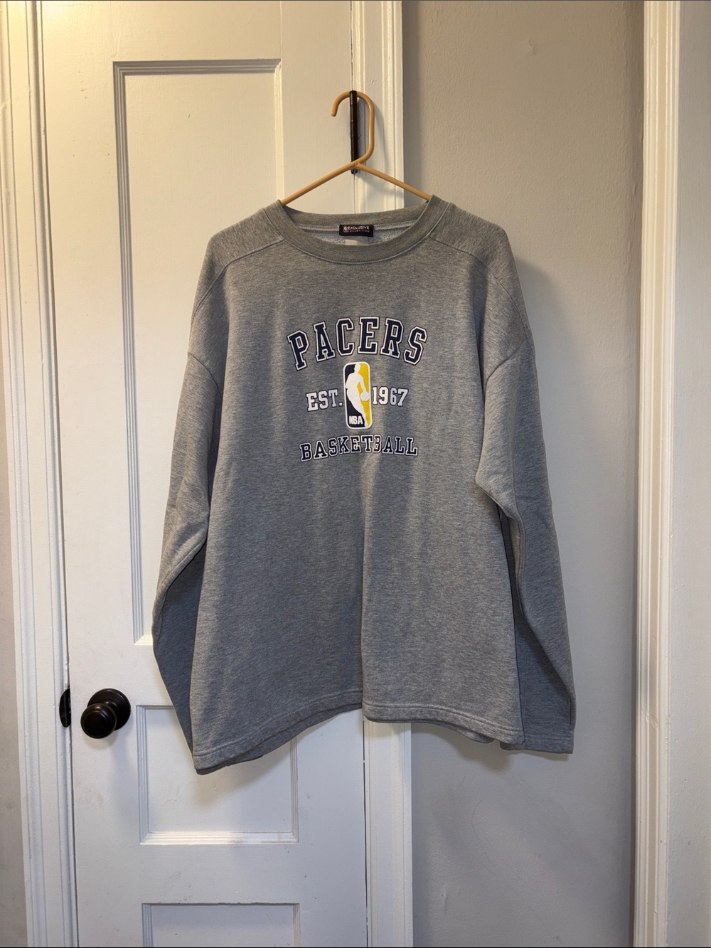 NBA Pacers Gray Crewneck Sweatshirt with Yellow Logo